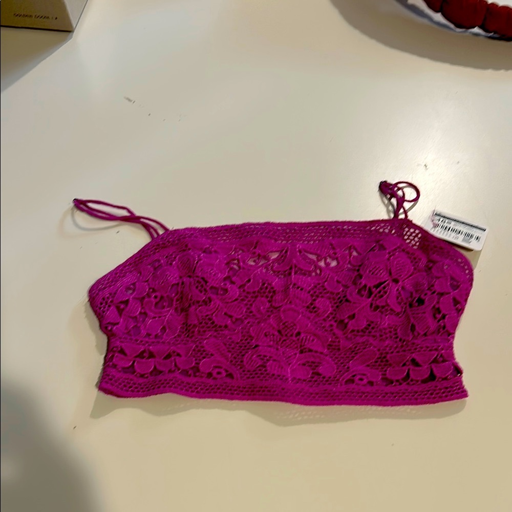 Free People Vibrant Pink/Purple Lace Bralette